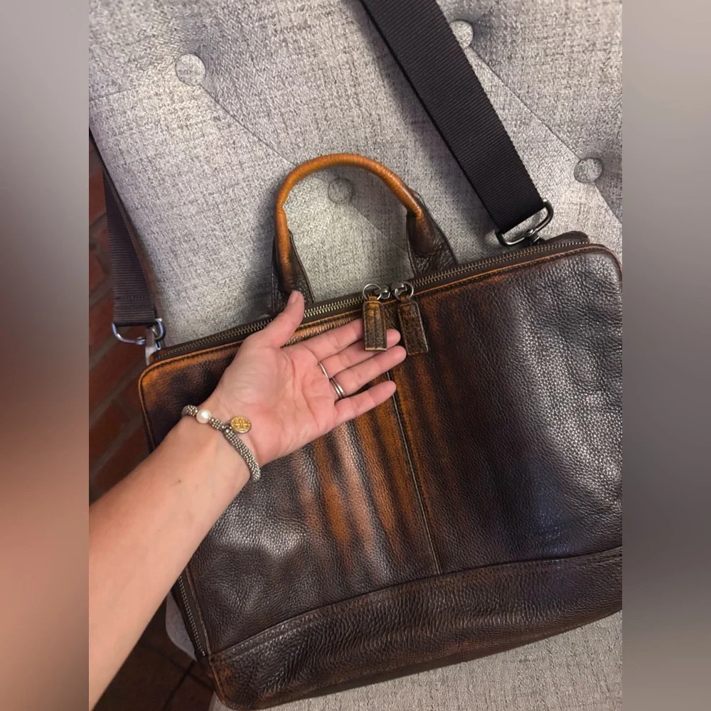 Banana Republic Dark Brown Pebbled Leather Briefcase